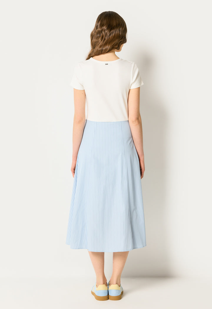 Knitted Solid Dress with Striped Shirt Details
