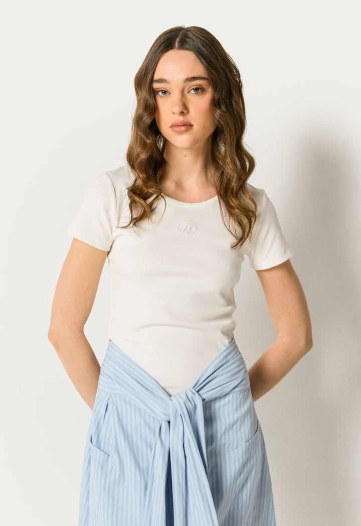 Knitted Solid Dress with Striped Shirt Details