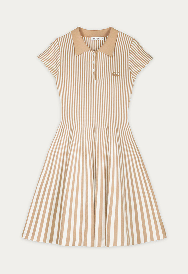 Knitted Striped Flared Dress
