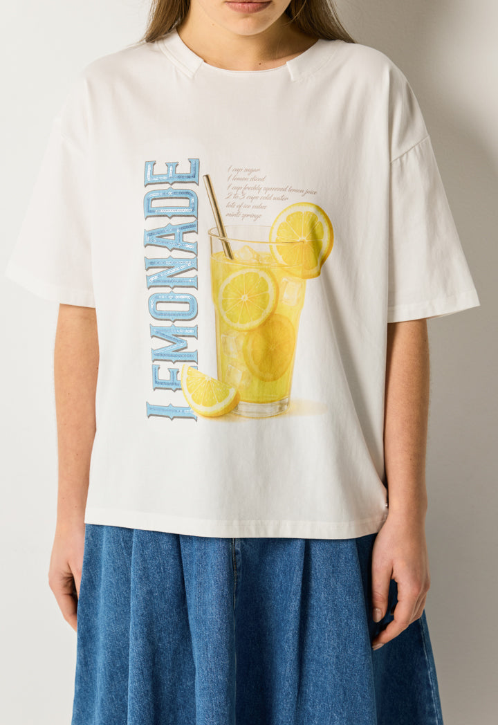 Printed T-Shirt with Sequin Details