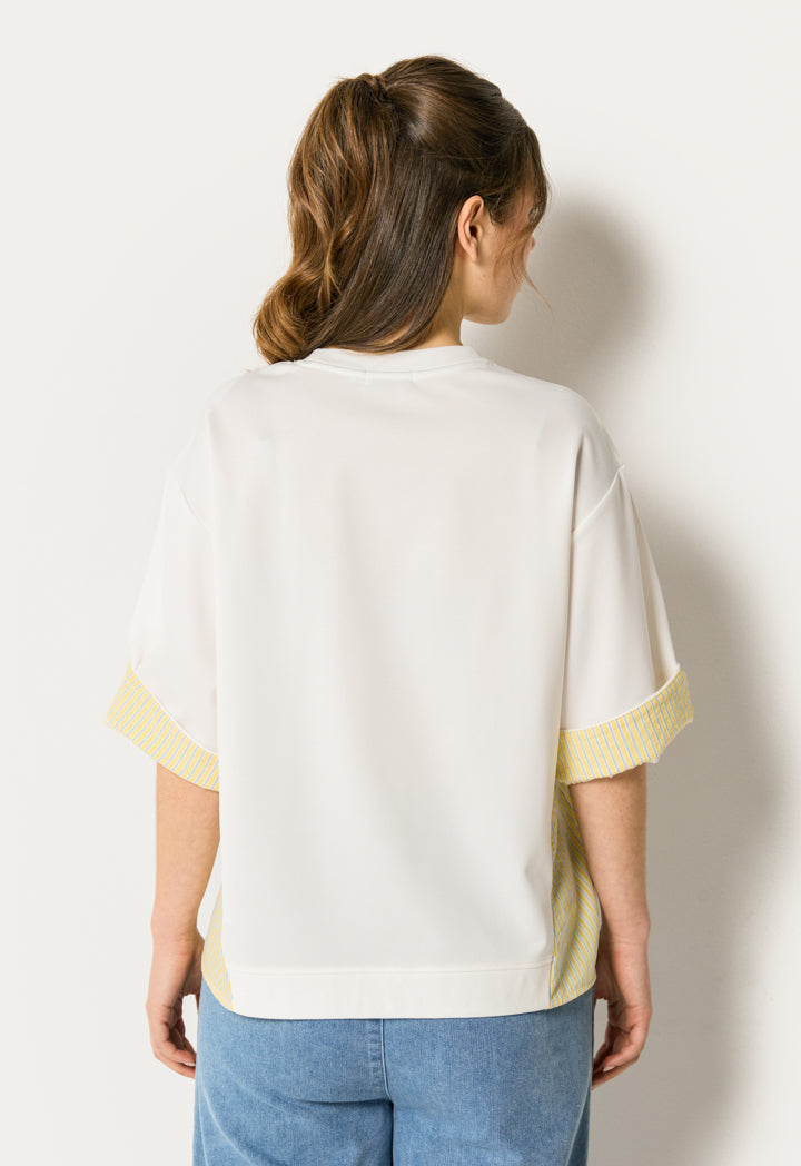 Printed T-Shirt with Striped Details