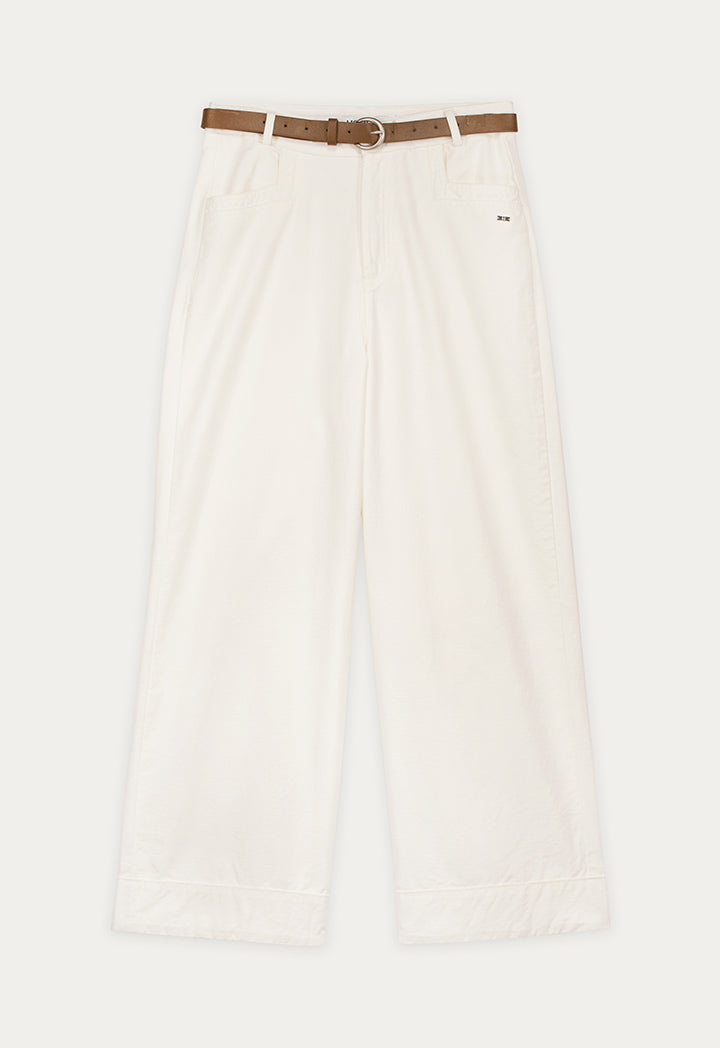 Belted Cuffed Wide Leg Trouser