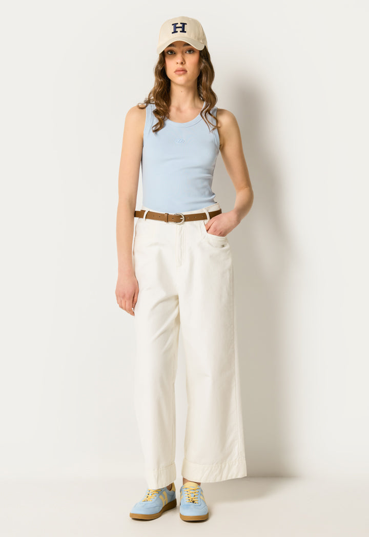 Belted Cuffed Wide Leg Trouser