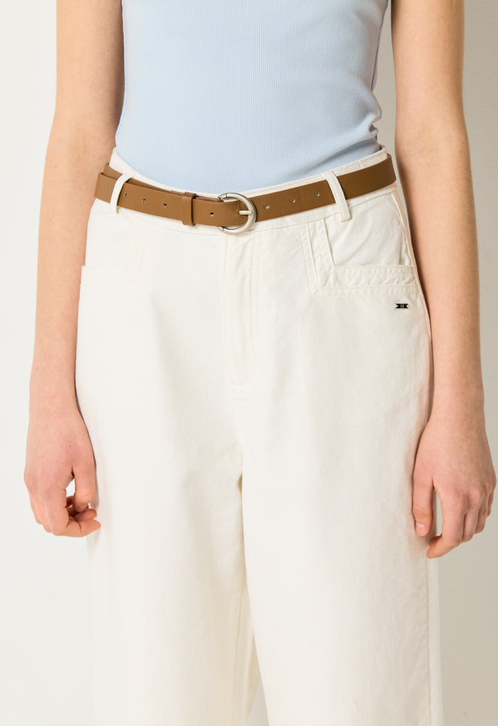 Belted Cuffed Wide Leg Trouser