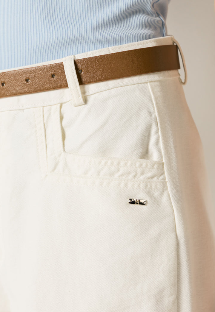 Belted Cuffed Wide Leg Trouser