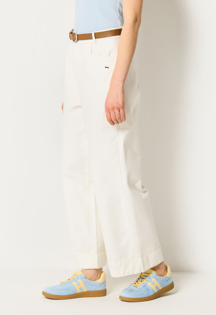 Belted Cuffed Wide Leg Trouser