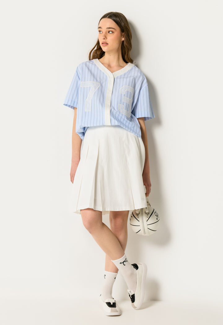 Pleated High Waist Solid Skirt