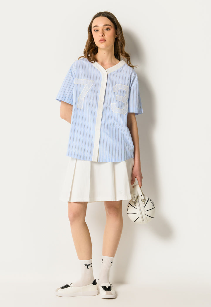 Lace Detail Striped Shirt