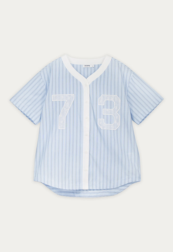 Lace Detail Striped Shirt