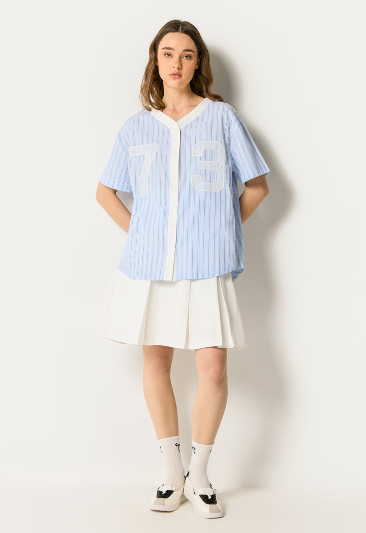 Lace Detail Striped Shirt