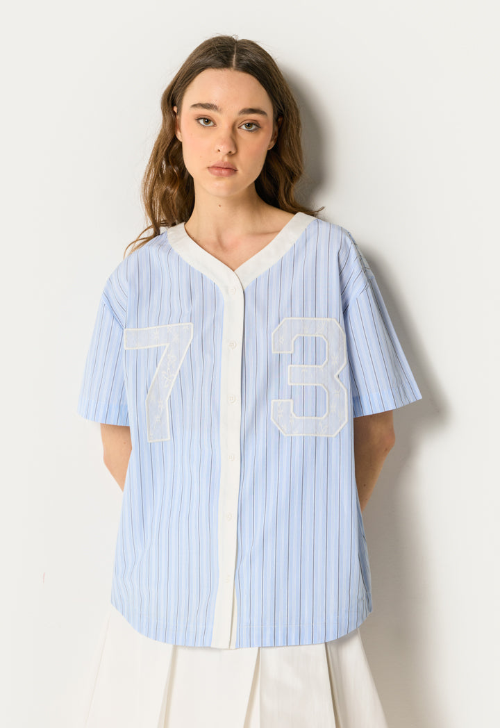 Lace Detail Striped Shirt