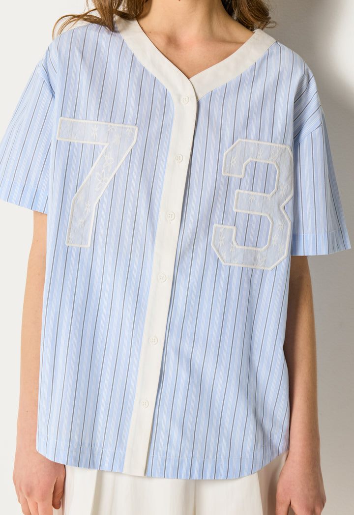 Lace Detail Striped Shirt