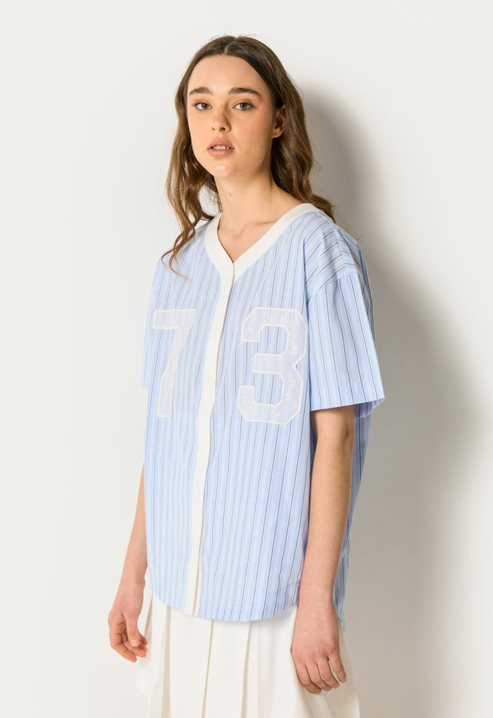 Lace Detail Striped Shirt