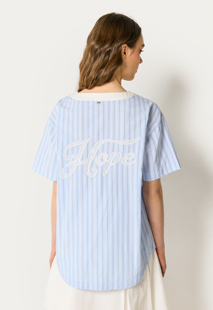 Lace Detail Striped Shirt