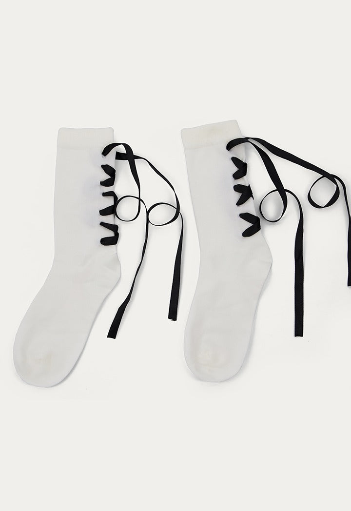 Lace up Solid Socks