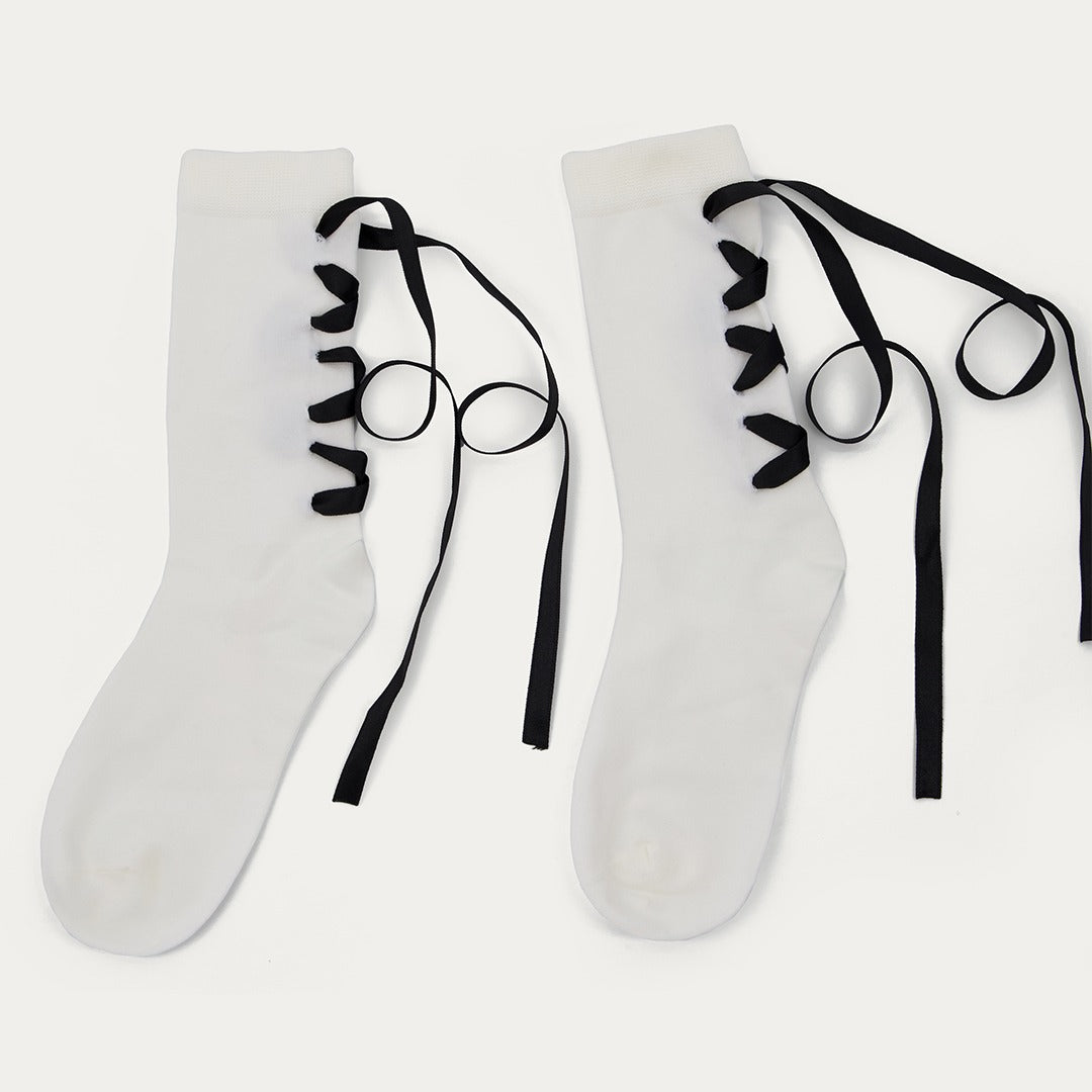 Lace up Solid Socks