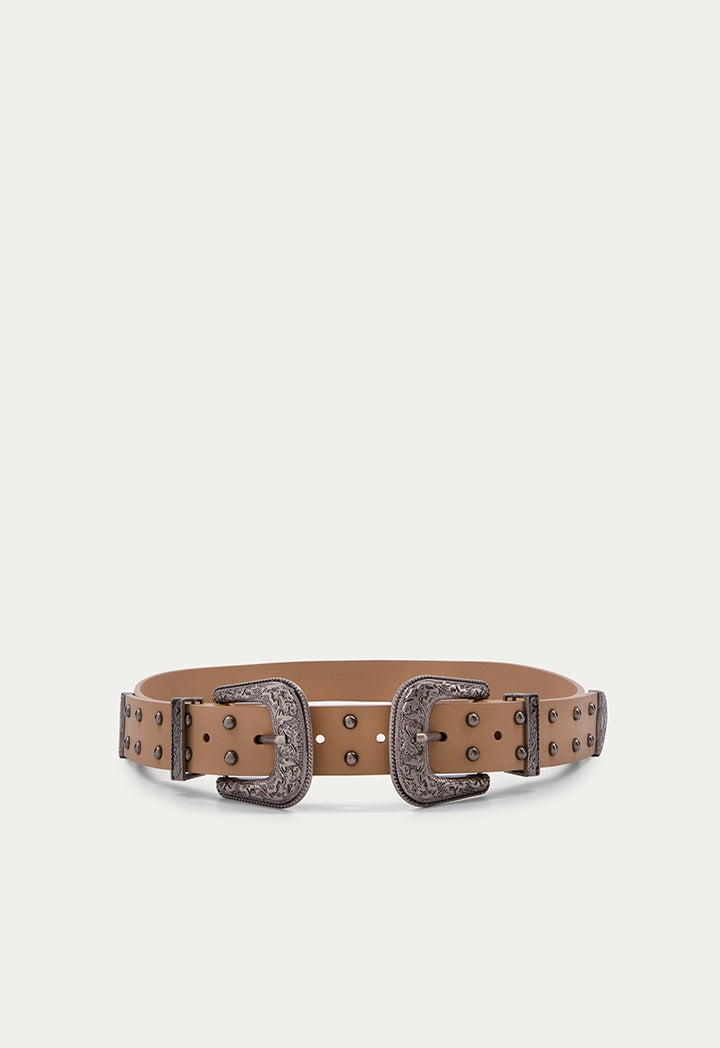 Textured Double Buckles Belt