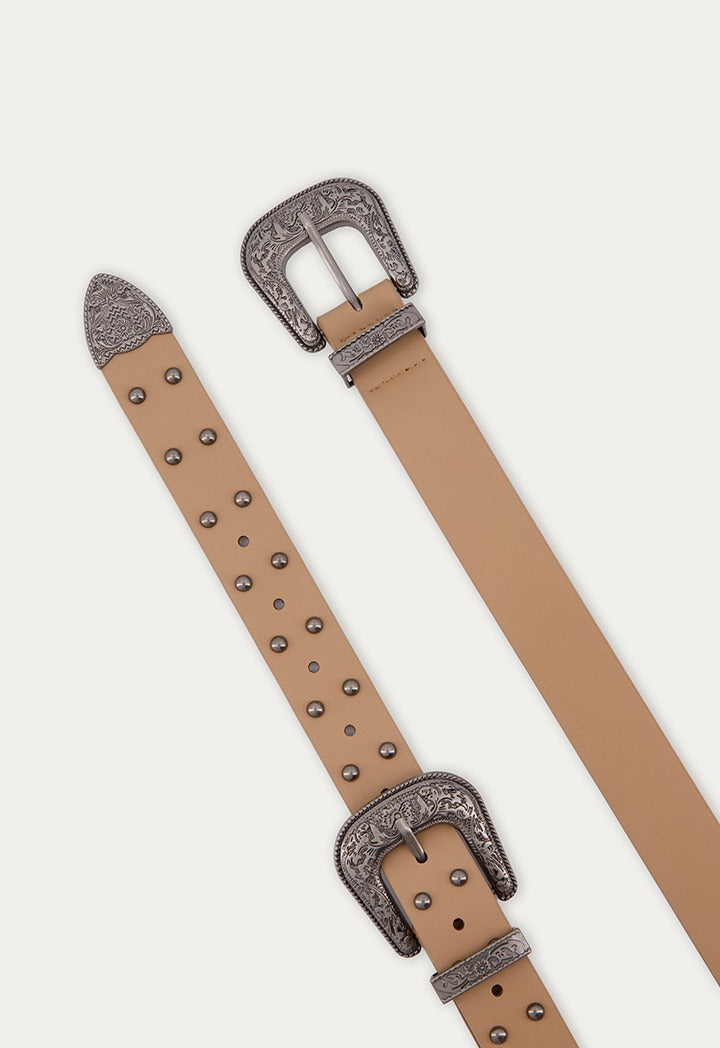 Textured Double Buckles Belt