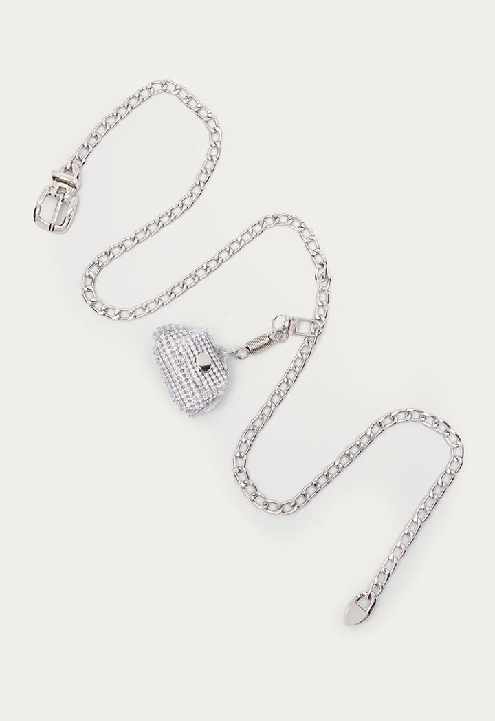 Chain Belt with Crystal Handbag Charm