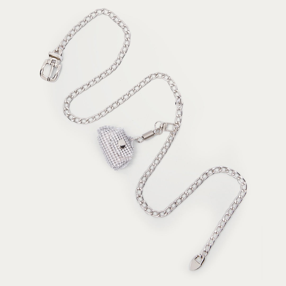 Chain Belt with Crystal Handbag Charm