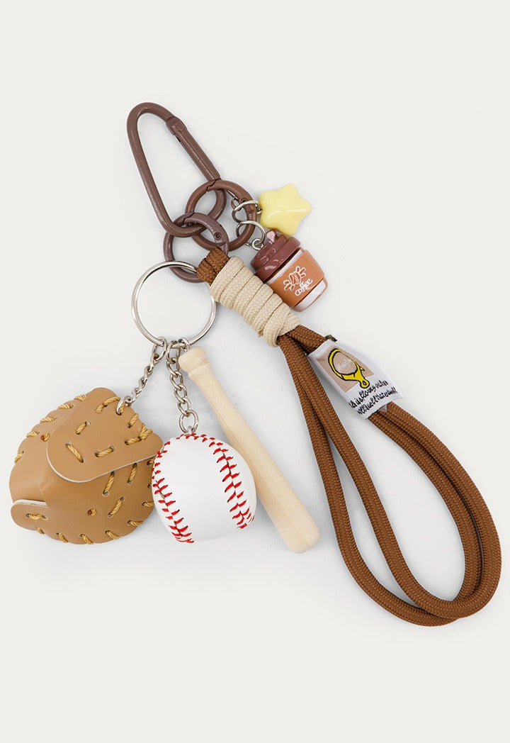 Leather Baseball Keychain