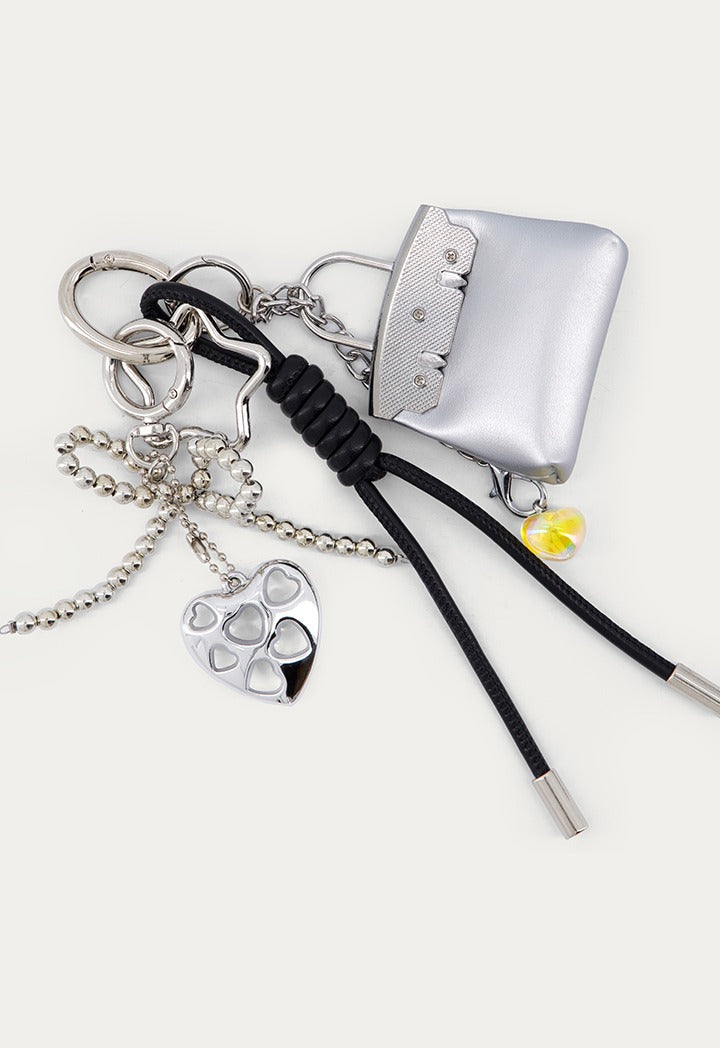 Handbag Keychain with Metal Details