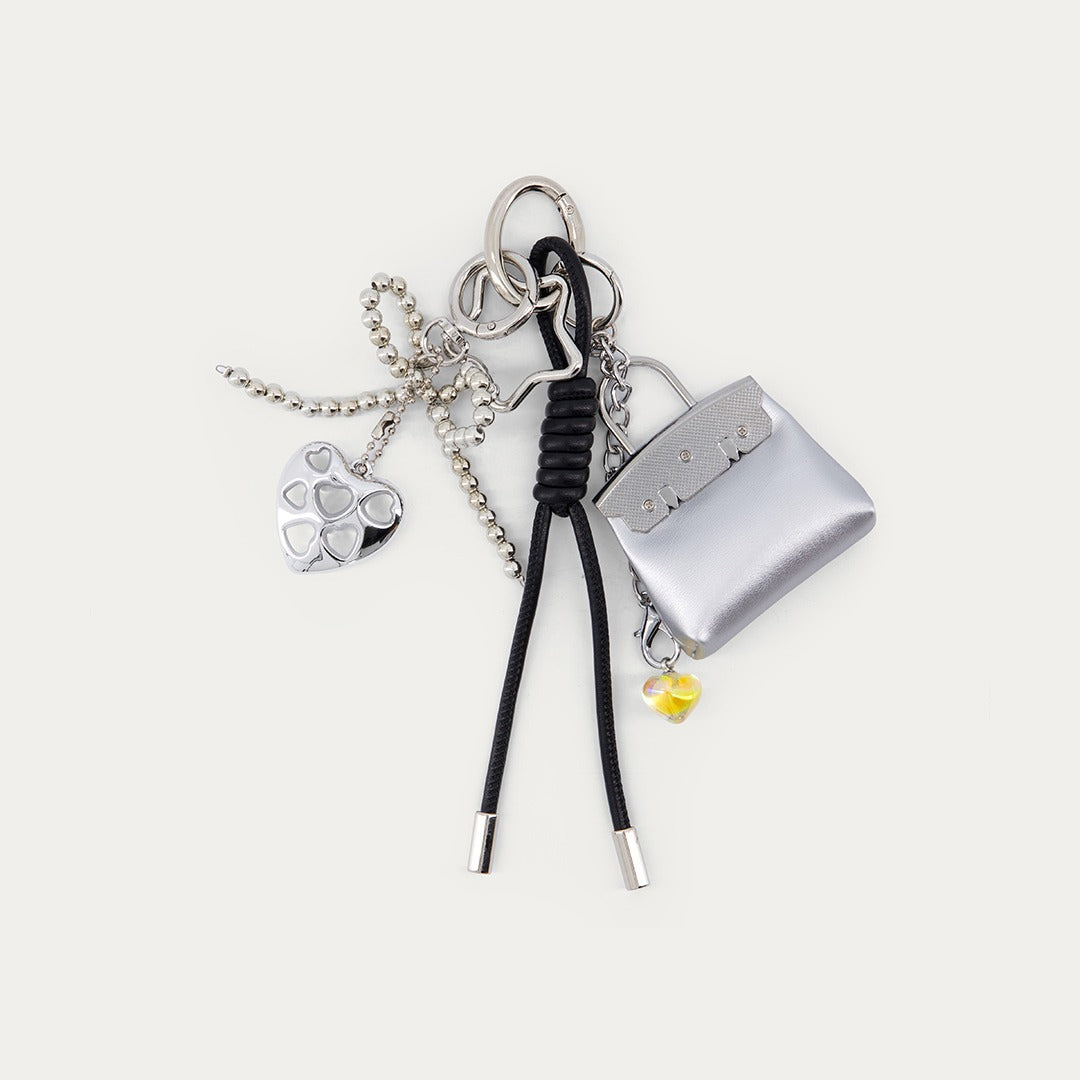 Handbag Keychain with Metal Details
