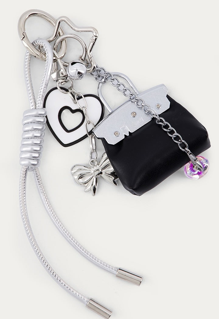 Handbag Keychain with Metal Details