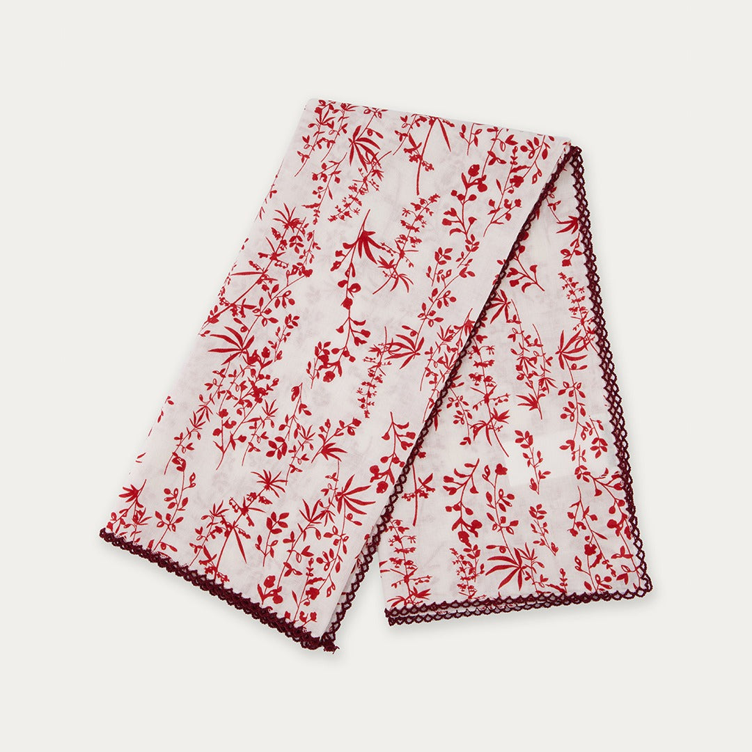 Embroidered Hems Printed Scarf