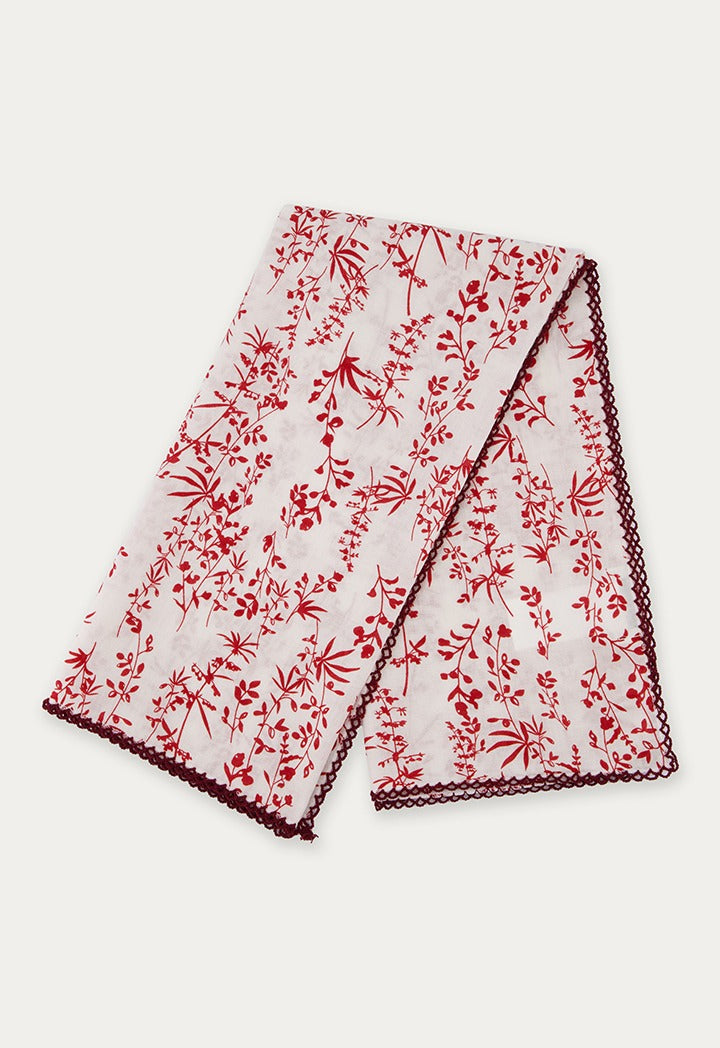 Embroidered Hems Printed Scarf