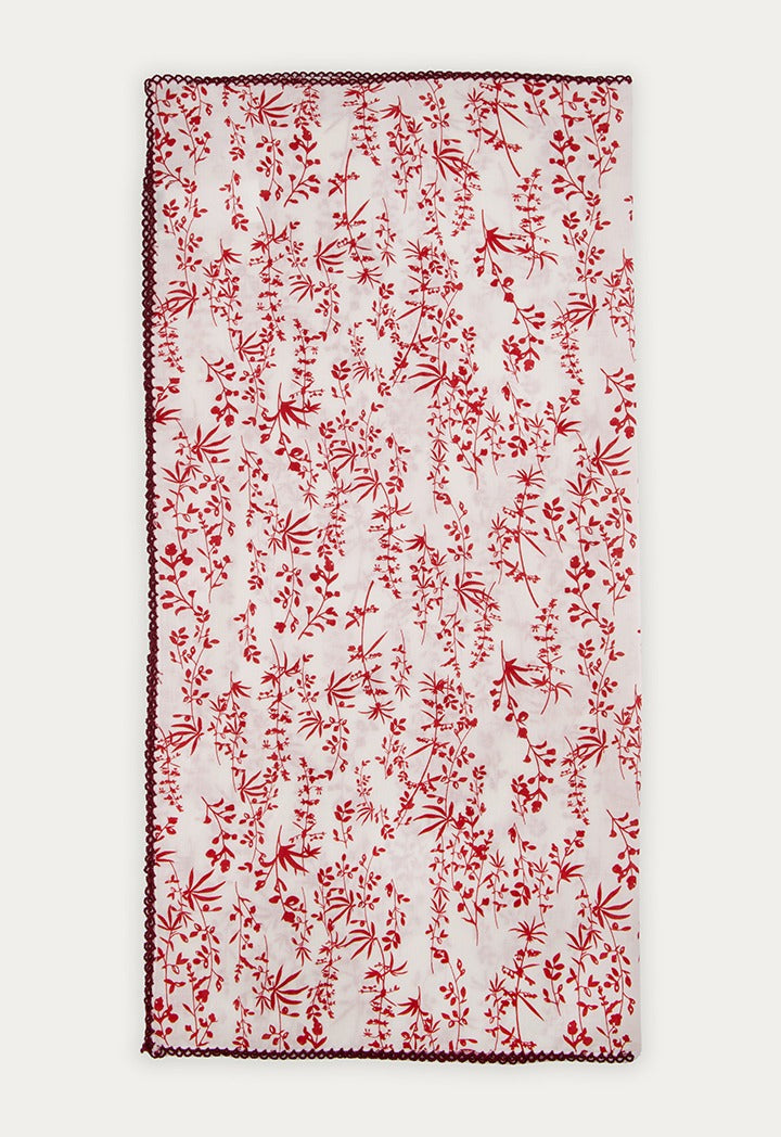 Embroidered Hems Printed Scarf
