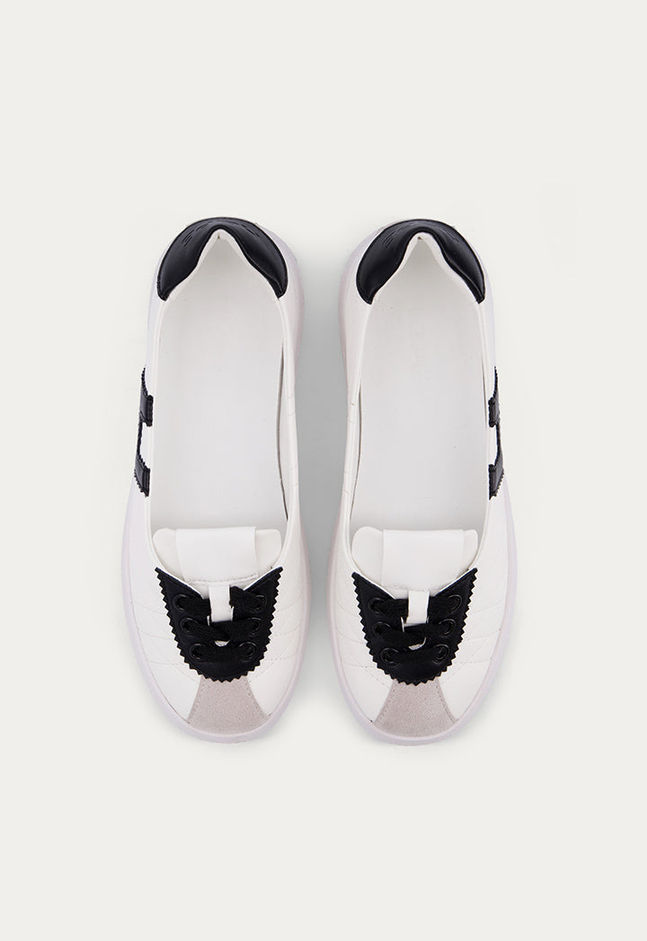 Contrast Flat Shoes with Lace Up Details