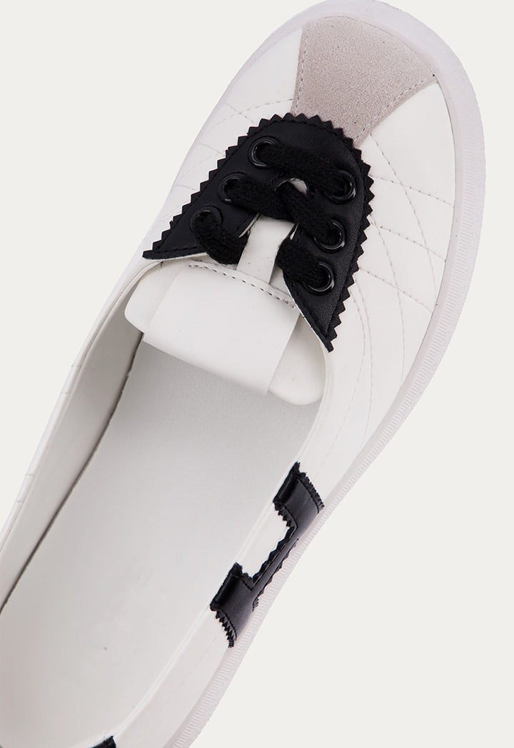 Contrast Flat Shoes with Lace Up Details