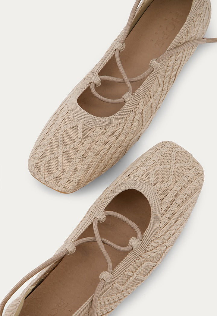 Lace Up Knitted Flat Ballerina