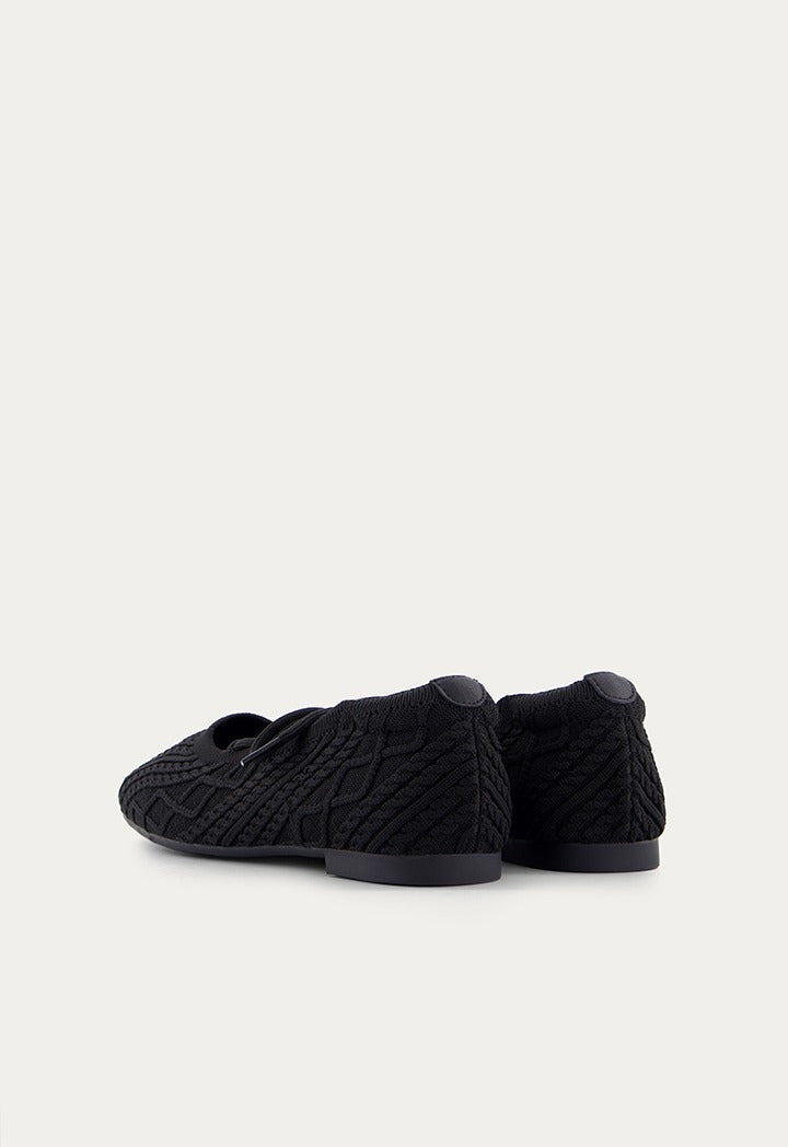 Lace Up Knitted Flat Ballerina