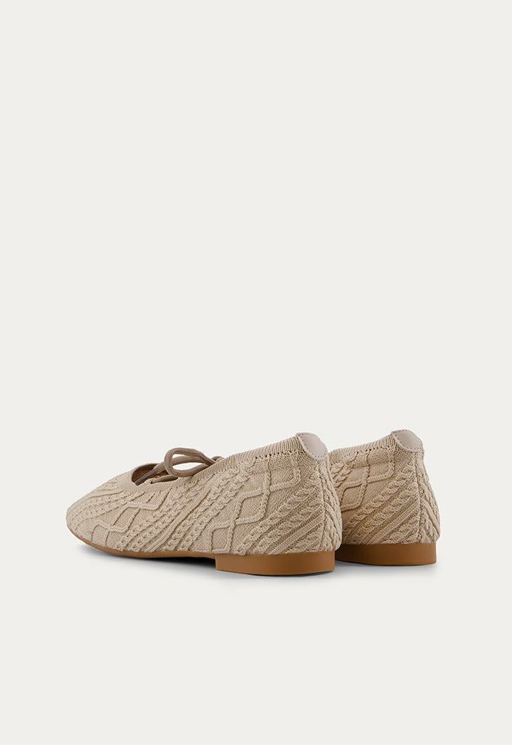 Lace Up Knitted Flat Ballerina