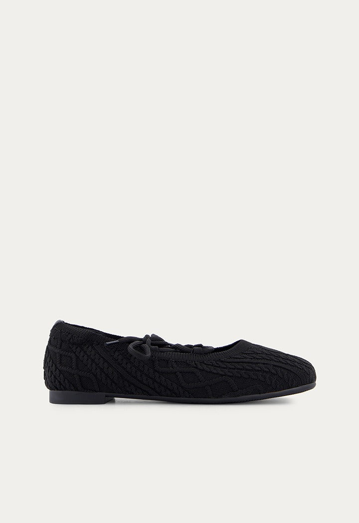 Lace Up Knitted Flat Ballerina