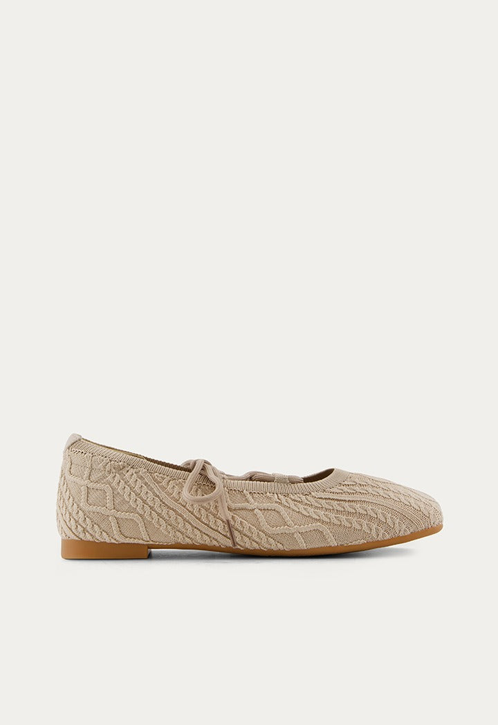 Lace Up Knitted Flat Ballerina