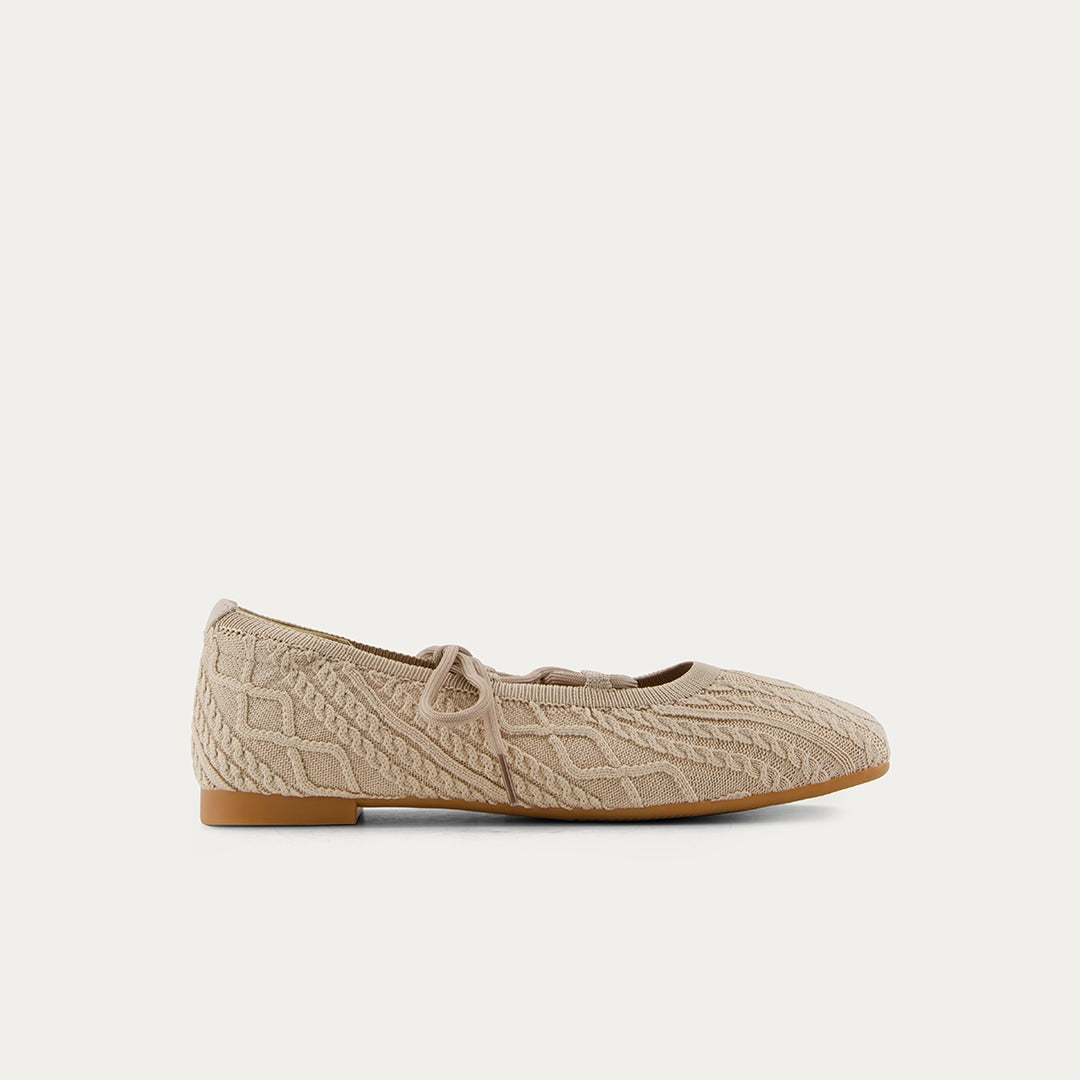 Lace Up Knitted Flat Ballerina