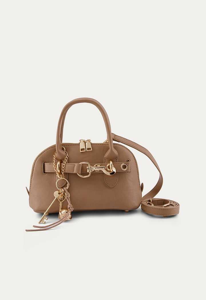 Belt Detail Solid Handbag