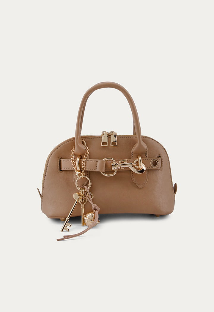 Belt Detail Solid Handbag