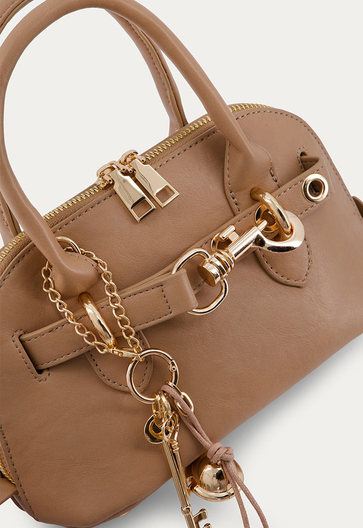 Belt Detail Solid Handbag