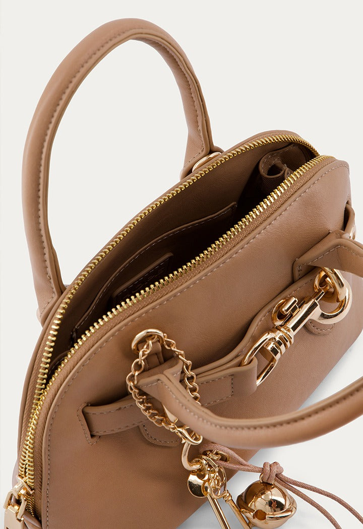 Belt Detail Solid Handbag