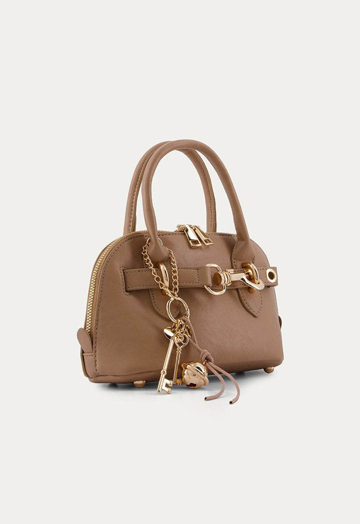 Belt Detail Solid Handbag