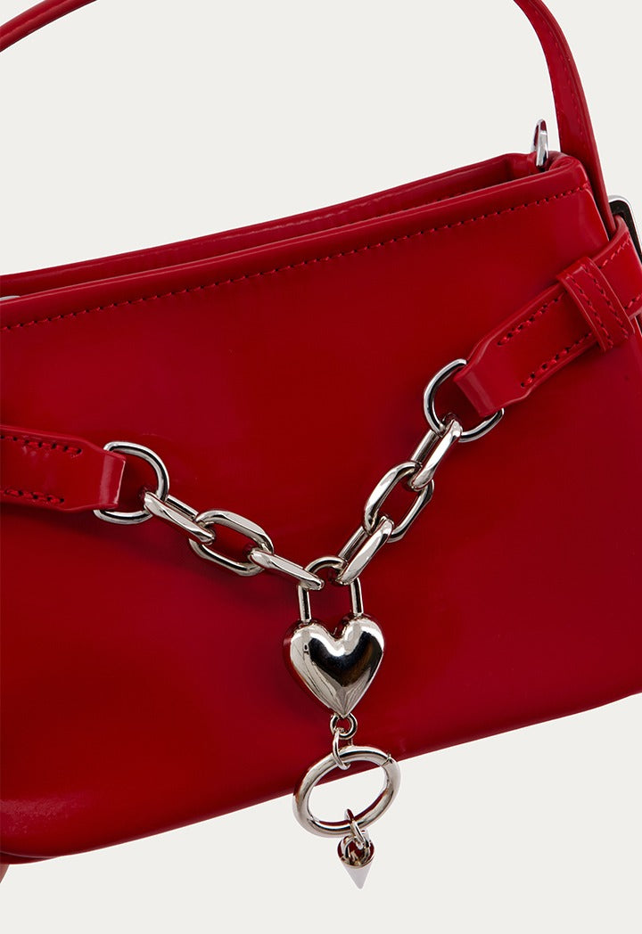 Belt Detail Solid Handbag