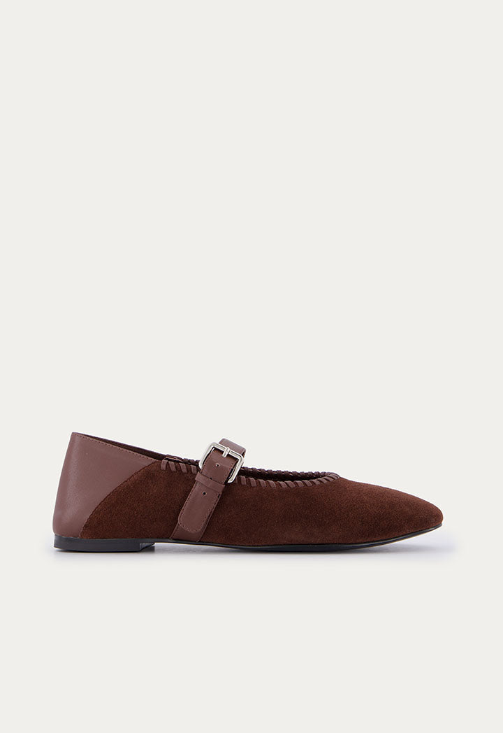 Ankle Strap Suede Flats