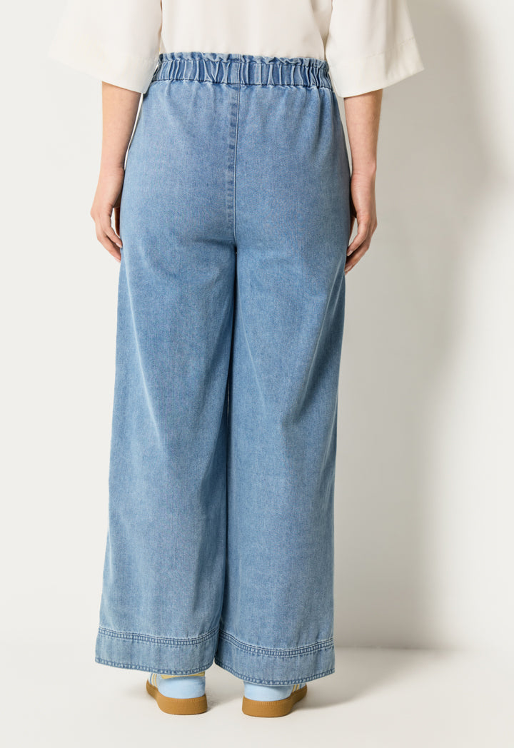 Ruffled High Waist Wide Leg Jeans