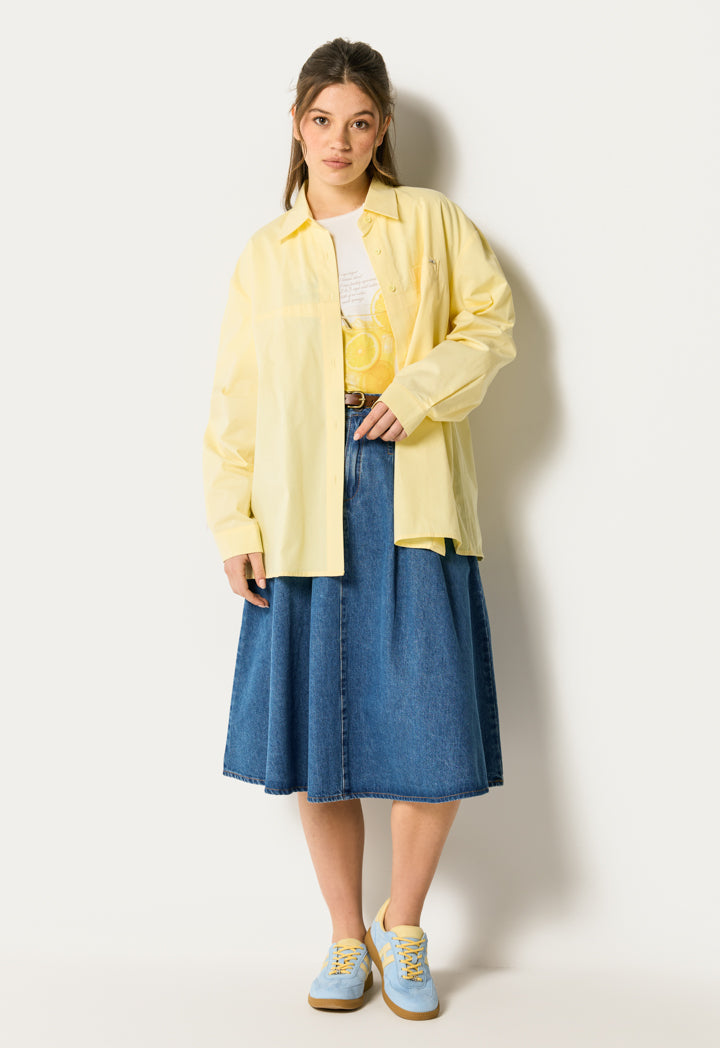 Solid Shirt with Back Slit with Clouser Button