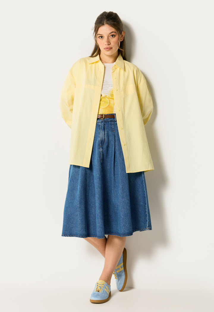 Solid Shirt with Back Slit with Clouser Button