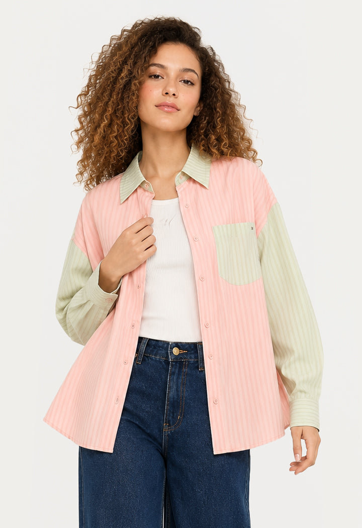 Color-Block Striped Shirt